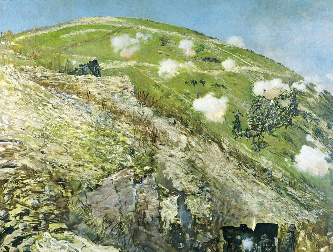 Azione della batteria 7 a Col Moschino - Fondo G.A. Sartorio. Palazzo della Farnesina, Roma